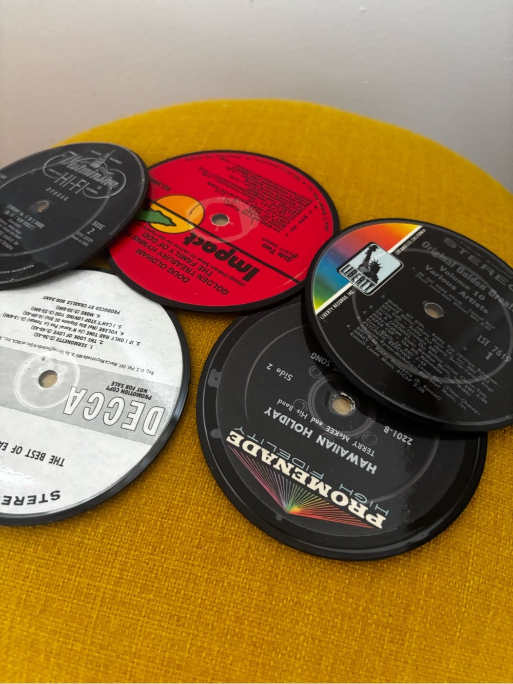 Black Vinyl Record Coasters - Set of 5